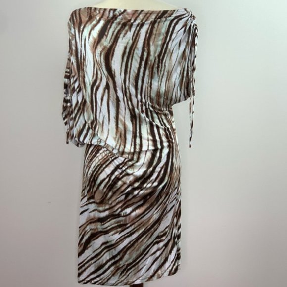 Sexy, Asymetrical Zebra Print Off Shoulder Dress - Picture 3 of 5